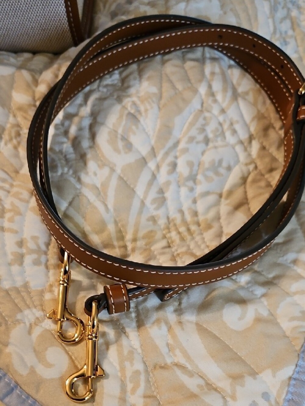 Tory Burch Blake Cream Canvas Satchel with Brown Leather Trim - Picture 6 of 15
